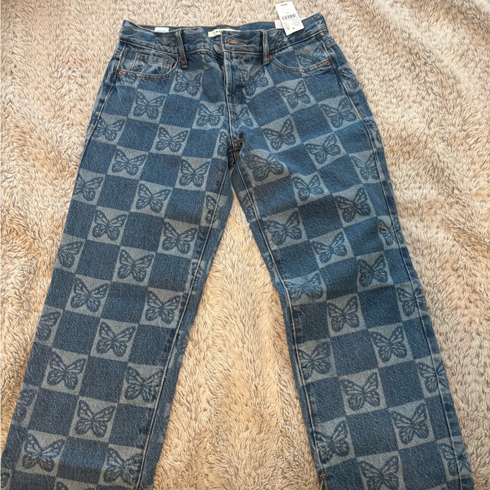 Butterfly Print Blue Jeans